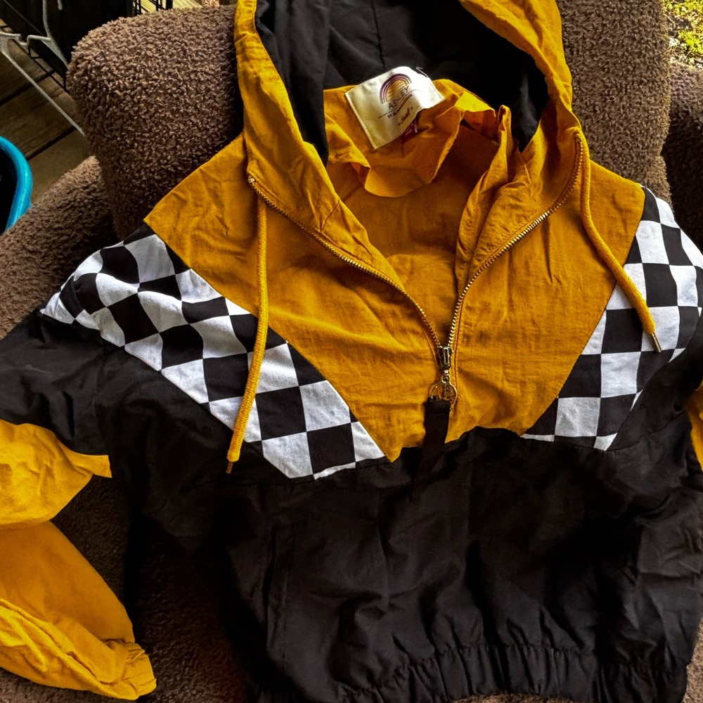 Ashley By 26 International Yellow and Black Checkered Kids Jacket